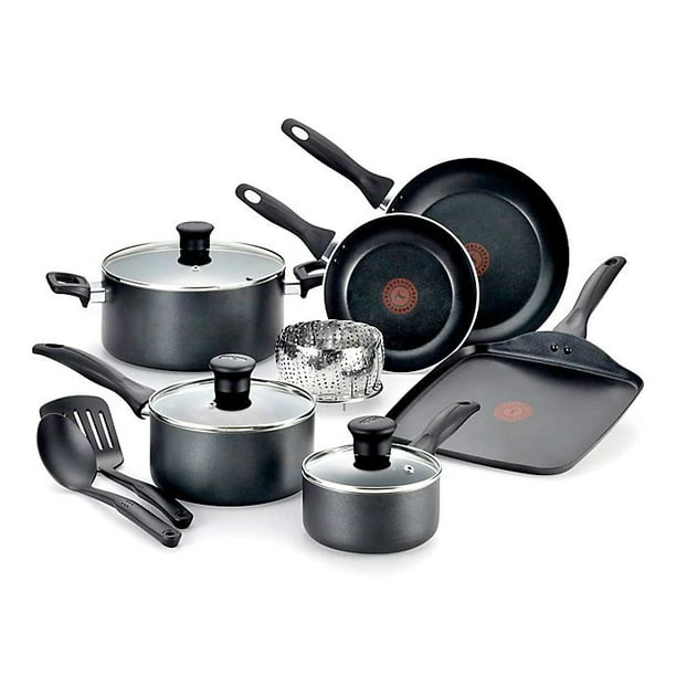 Thermospot Gray/Red B087SKDW T-fal Easy Care 20-Piece Nonstick Cookware Set